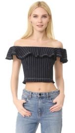 T by Alexander Wang Raw Edge Off Shoulder Crop Top at Shopbop